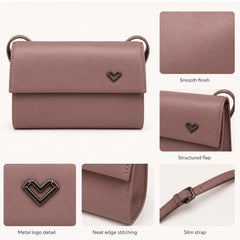 Bag Shoppe Women Pink Heart-Lock Ring-Handle Sling Bag - Feminine Chic Sling for Girls, Brunch & Special Occasions