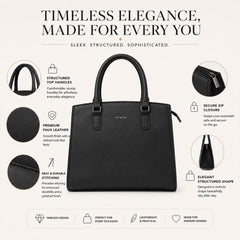 Bag Shoppe Women Black Enigma Fabric Texture Handbag - Sleek Sophisticated Bag for Office, Travel & Daily Use