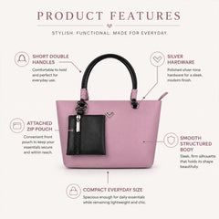 Bag Shoppe Women Purple Heart-Logo Tote Bag with Pouch - Feminine Bold Tote for College, Shopping & Daily Use
