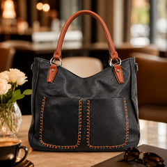Bag Shoppe Women Black Tote Bag - Stylish Everyday Bag for Office, Travel & Daily Use