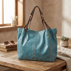 Bag Shoppe Women Blue Tote Bag - Stylish Everyday Bag for Office, Travel & Daily Use