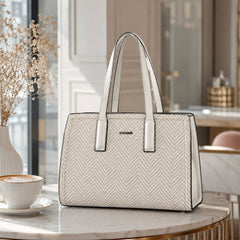 Bag Shoppe Women Off White Big Size Handbag - Spacious Everyday Bag for Office, Travel & Daily Use