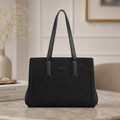 Bag Shoppe Women Black Big Size Handbag - Spacious Everyday Bag for Office, Travel & Daily Use