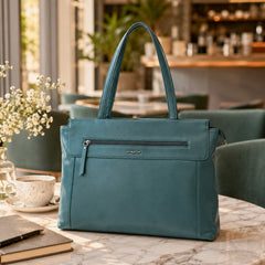 Bag Shoppe Women Peacock Blue Big Size Handbag - Spacious Everyday Bag for Office, Travel & Daily Use