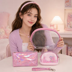 Bag Shoppe Women Light Pink Makeup Pouch - Compact Cosmetic Organizer for Travel & Daily Use