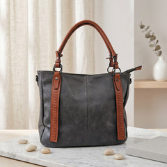 Bag Shoppe Women Dark Grey Tote Bag - Stylish Everyday Bag for Office, Travel & Daily Use