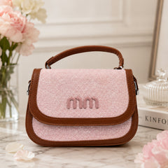 Bag Shoppe Women Pink Canvas Mini Top-Handle Bag - Playful Two-Tone Mini Bag for Girls, College & Daily Use