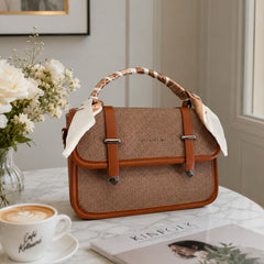 Bag Shoppe Women Brown Fashion & Bags Woven Satchel - Warm Textured Bag for Office, Shopping & Daily Use