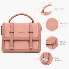 Bag Shoppe Women Pink Fashion & Bags Satchel - Feminine Polished Bag for College, Brunch & Daily Use
