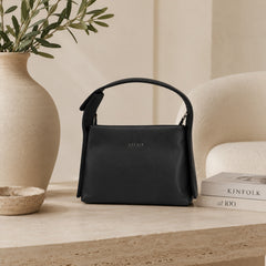 Bag Shoppe Women Black Lizzie Soft Mini Handbag - Sleek Timeless Mini Bag for Office, College & Daily Use