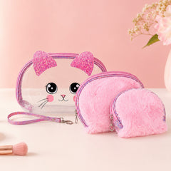 Bag Shoppe Women Light Pink Makeup Pouch - Compact Cosmetic Organizer for Travel & Daily Use