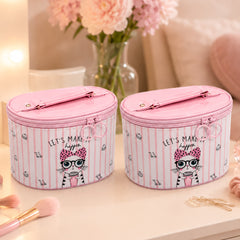 Bag Shoppe Women Pink Makeup Box - Spacious Cosmetic Storage Organizer for Travel & Daily Use