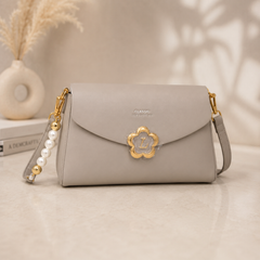 Classic Dual Belt Sling Purse for Women | Pearl & Long Strap Crossbody Slingbag