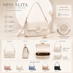 Bag Shoppe Women Sling Bag Miss Alita Compact Shoulder Bag with Detachable Strap