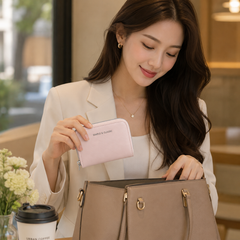 Bag Shoppe Women Pink Zip Wallet - Simple & Classic Compact Card Holder with Multiple Slots