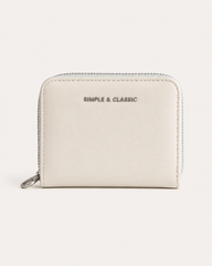 Bag Shoppe Women Cream Zip Wallet – Simple & Classic Compact Wallet with Multiple Card Slots