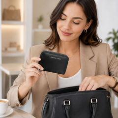 Bag Shoppe Women Black Zip Wallet – Simple & Classic Compact Wallet with Multiple Card Slots