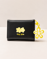 Bag Shoppe Women Black Cute Girl Wallet - Compact Mini Wallet with Flower Charm