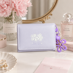Bag Shoppe Women Lavender Cute Girl Wallet – Compact Mini Wallet with Flower Charm