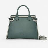 Bag Shoppe Women Teal Green Handbag – Structured Top Handle Bag with Detachable Sling Strap