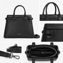 Bag Shoppe Women Black Handbag – Structured Top Handle Bag with Detachable Sling Strap