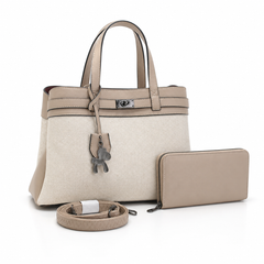 Bag Shoppe Women Handbag with Wallet Elegant Structured Purse Set with Top Handles & Shoulder Strap