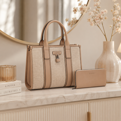 Bag Shoppe Women Handbag with Wallet - Elegant SU QUEENA Style Tote Purse Set with Shoulder Strap