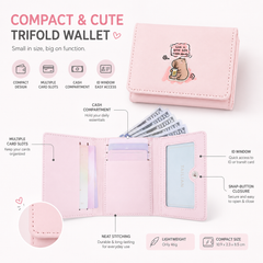 Bag Shoppe Cute Women Wallet - Compact Trifold Wallet with Cartoon Design, Card Slots & Cash Compartment