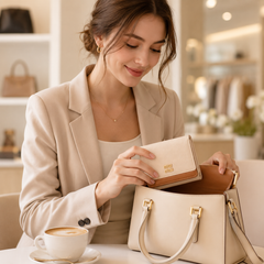 Bag Shoppe Women Compact Wallet - Stylish Trifold Wallet with Card Slots, Cash Pocket & ID Window