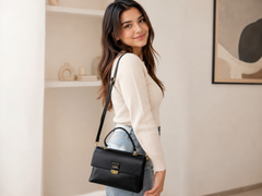 Classic Luxe Black Top Handle Sling Bag