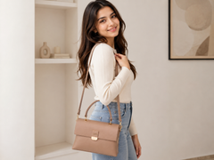 Classic Luxe Taupe Top Handle Sling Bag