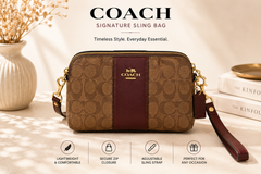 Coach Signature Sling Bag – Brown & Tan Color Combination