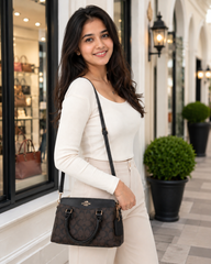 COACH Signature Monogram Satchel Bag