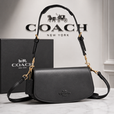 Coach Women’s Black Leather Convertible Shoulder & Crossbody Sling Bag
