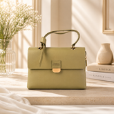 Classic Pista Green Top Handle Sling Bag + Long Belt
