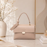 Classic Luxe Taupe Top Handle Sling Bag + Long Belt