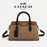 Coach Brown Signature Print Handbag with Detachable Sling Strap