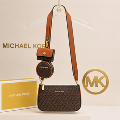 Michael Kors Women’s 3-in-1 Signature MK Crossbody Sling Bag – Brown