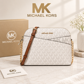 Michael Kors Designer Crossbody Purse – Vanilla Signature Print