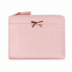 Bag Shoppe Women Pink Bow Detail Mini Wallet - Cute Compact Wallet for Girls, College & Daily Use