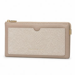 Bag Shoppe Women Beige Simple & Classic Long Wallet - Elegant Organised Wallet for Office, Travel & Daily Use