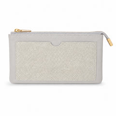 Bag Shoppe Women Grey Classic Fabric Panel Long Wallet - Sophisticated Organised Wallet for Office, Travel & Daily Use