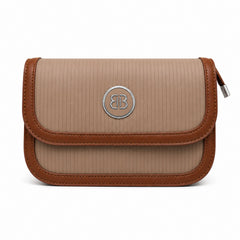 Bag Shoppe Women Beige BB Ribbed Flap Sling Bag - Chic Compact Sling for Office, Outings & Daily Use