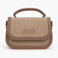 Bag Shoppe Women Beige Fabric Texture Top-Handle Bag - Elegant Artisan Bag for Office, Brunch & Daily Use