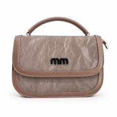 Bag Shoppe Women Taupe Distressed Flap Top-Handle Bag - Edgy Artistic Bag for College, Outings & Special Occasions