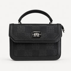 Bag Shoppe Women Black Monogram Structured Handbag - Powerful Designer-Inspired Bag for Office, Evening & Outings