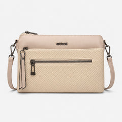 Bag Shoppe Women Beige Ettoli Two-Tone Crossbody Bag - Fresh Refined Sling for Office, College & Daily Use