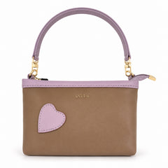 Bag Shoppe Women Brown Lizzie Heart Patch Mini Baguette - Earthy Playful Mini Bag for College, Brunch & Daily Use