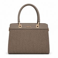 Bag Shoppe Women Taupe Ettoil Woven Dual-Handle Handbag - Sophisticated Artisan Bag for Office, Travel & Outings
