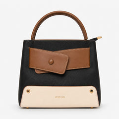 Bag Shoppe Women Black Ettoil Tricolor Structured Handbag - Bold Artistic Bag for Office, Evening & Special Occasions